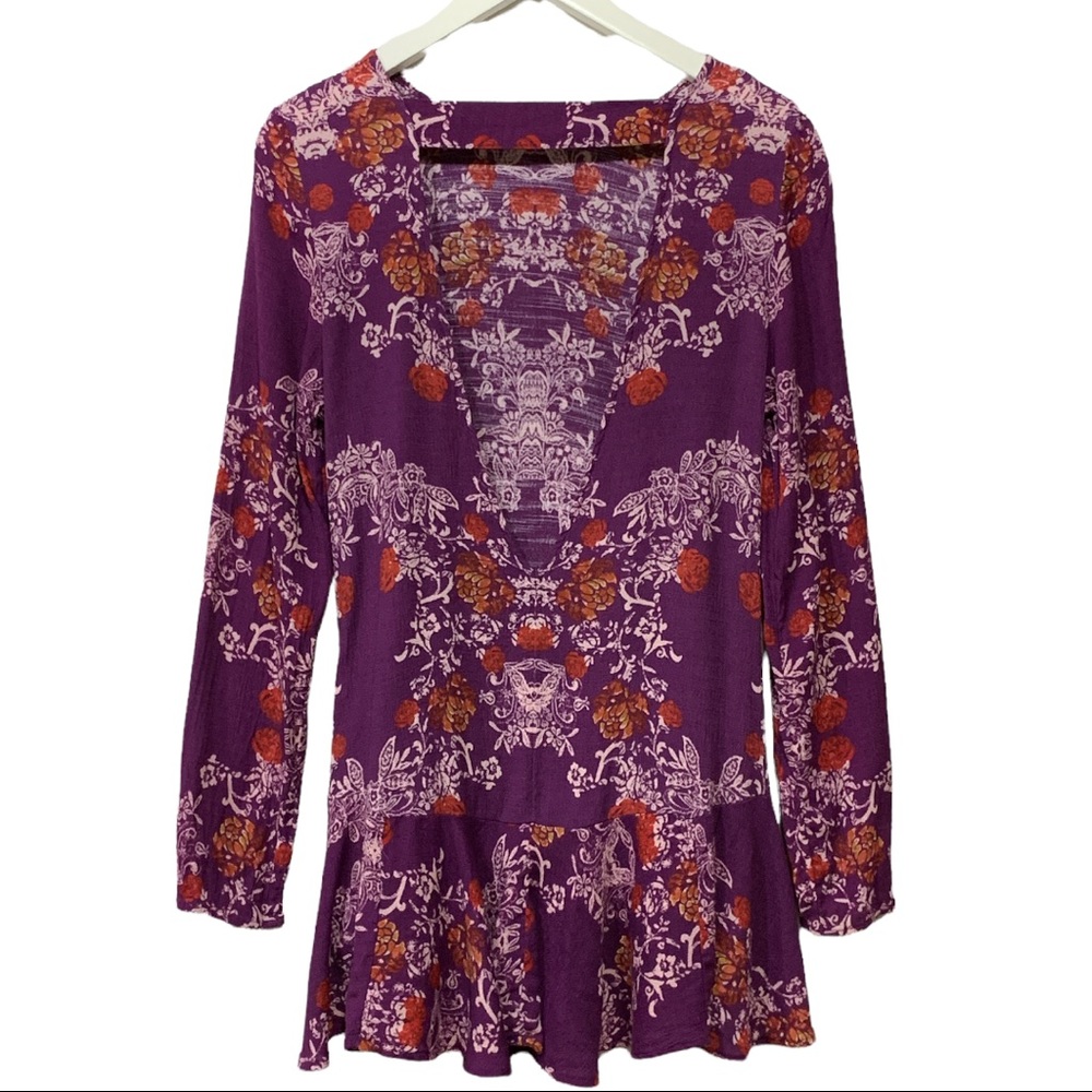 Free People Smooth Talker Boho Chic Festival Mini Dress Sz S Plumberry - Picture 7 of 10